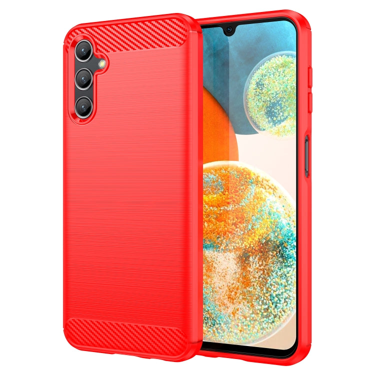 For Samsung Galaxy A14 4G Brushed Texture Carbon Fiber TPU Phone Case(Red) - free shipping - PMC TechLife - Order now!