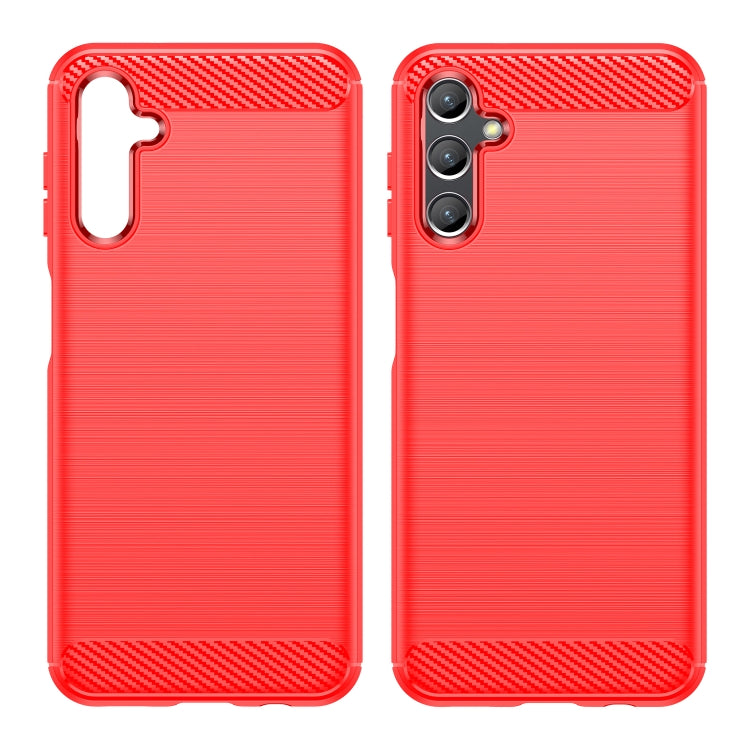 For Samsung Galaxy A14 4G Brushed Texture Carbon Fiber TPU Phone Case(Red) - free shipping - PMC TechLife - Order now!