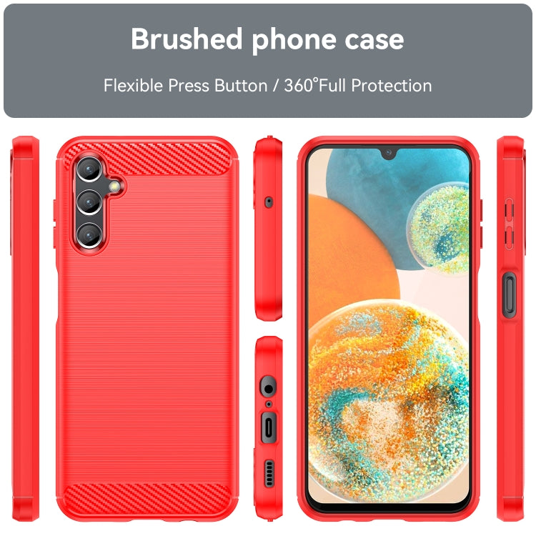 For Samsung Galaxy A14 4G Brushed Texture Carbon Fiber TPU Phone Case(Red) - free shipping - PMC TechLife - Order now!
