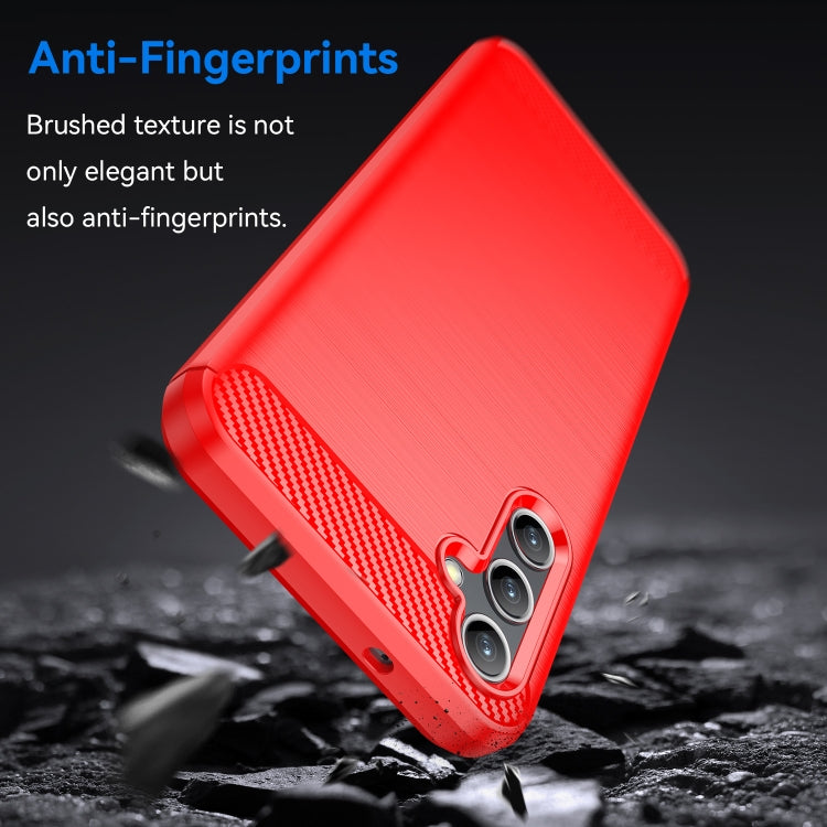 For Samsung Galaxy A14 4G Brushed Texture Carbon Fiber TPU Phone Case(Red) - free shipping - PMC TechLife - Order now!