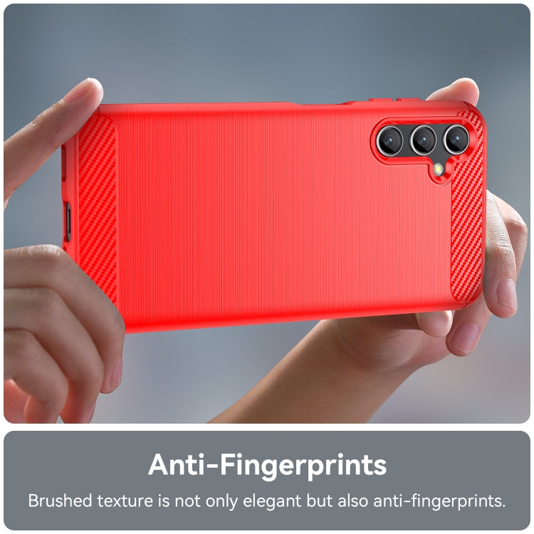For Samsung Galaxy A14 4G Brushed Texture Carbon Fiber TPU Phone Case(Red) - free shipping - PMC TechLife - Order now!
