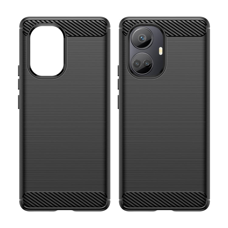 For Realme 10 Pro+ Brushed Texture Carbon Fiber TPU Phone Case(Black) - Realme 10 Pro+ Cases by PMC TechLife | Online Shopping South Africa | PMC TechLife