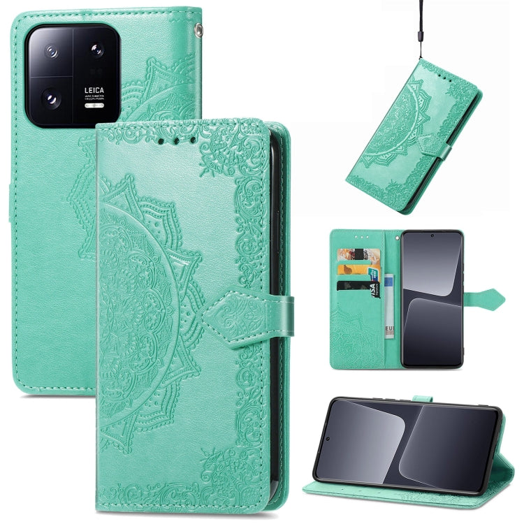 For Xiaomi 13 Mandala Flower Embossed Leather Phone Case(Green) - free shipping - PMC TechLife - Order now!