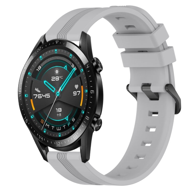 For Huawei GT2 46mm 22mm Concave Striped Slicone Watch Band(Grey) - free shipping - PMC TechLife - Order now!