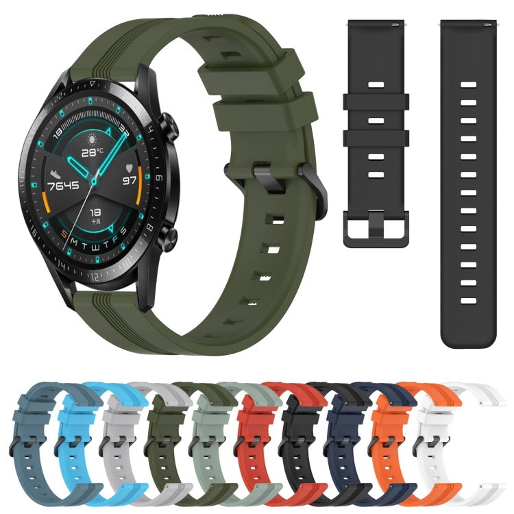 For Huawei GT2 46mm 22mm Concave Striped Slicone Watch Band(Grayish Green) - free shipping - PMC TechLife - Order now!