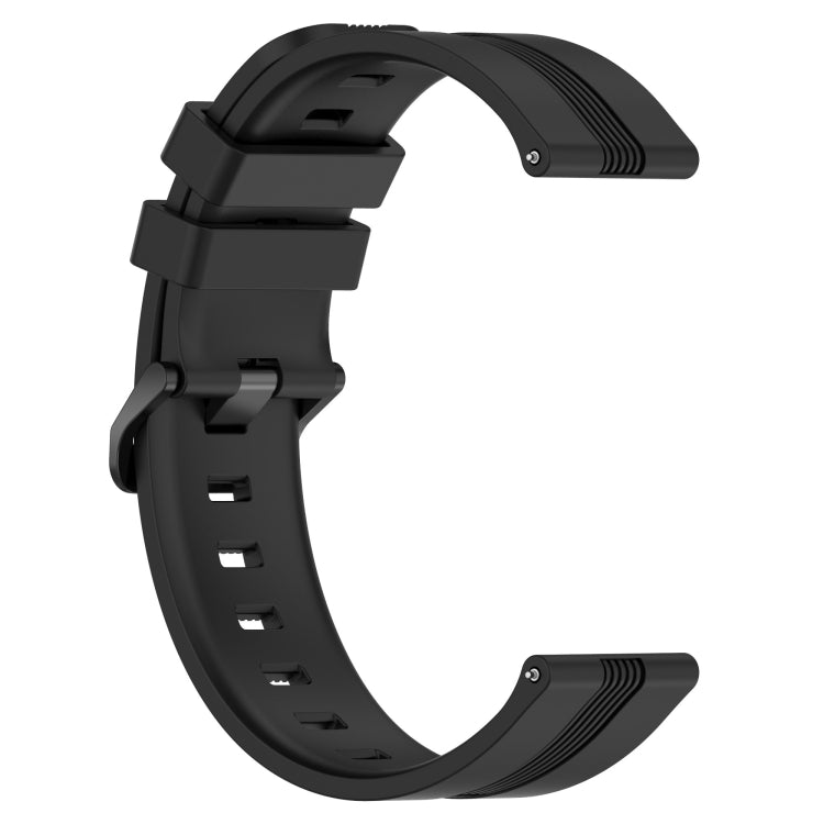 For Amazfit GTS 20mm Concave Striped Slicone Watch Band(Black) - Watch Bands by PMC TechLife | Online Shopping South Africa | PMC TechLife | Buy Now Pay Later Mobicred