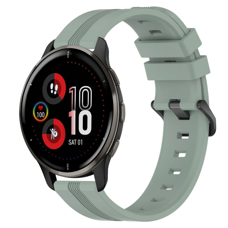 Compatible with Garmin Venu 2 Plus 20mm Concave Striped Slicone Watch Band(Grayish Green) - free shipping - PMC TechLife - Order now!
