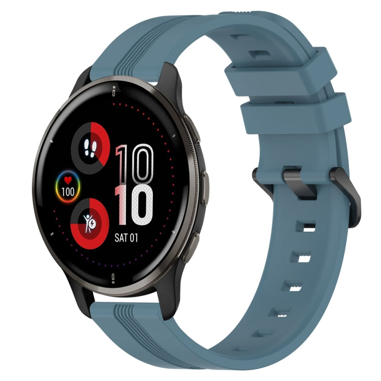 Compatible with Garmin Venu 2 Plus 20mm Concave Striped Slicone Watch Band(Rock Cyan) - free shipping - PMC TechLife - Order now!