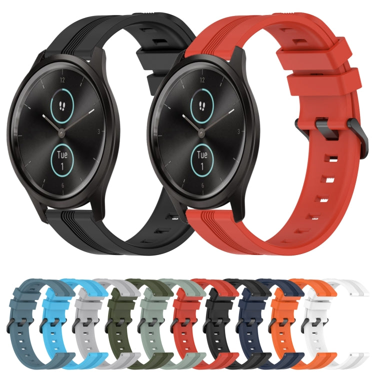 Compatible with Garmin Garminmove Style 20mm Concave Striped Slicone Watch Band(Rock Cyan) - free shipping - PMC TechLife - Order now!