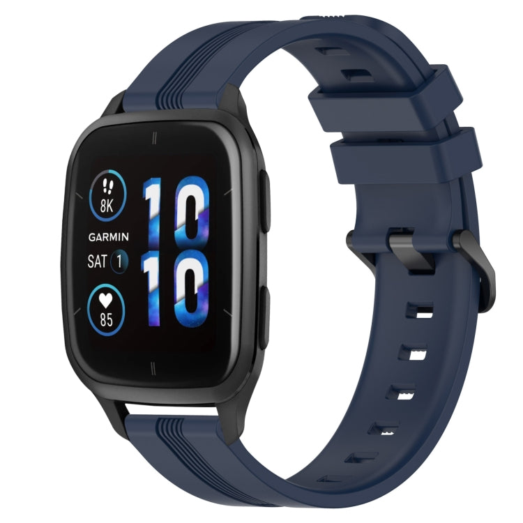 Compatible with Garmin Compatible witherunner Sq2 Music 20mm Concave Striped Slicone Watch Band(Navy Blue) - free shipping - PMC TechLife - Order now!