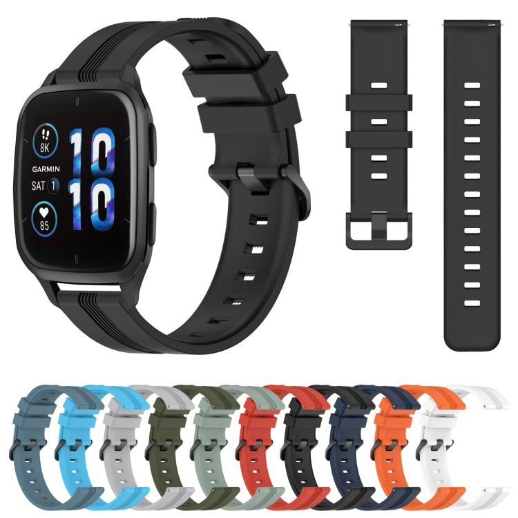 Compatible with Garmin Compatible witherunner Sq2 Music 20mm Concave Striped Slicone Watch Band(Navy Blue) - free shipping - PMC TechLife - Order now!