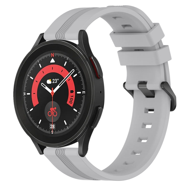 For Samsung Galaxy Watch5 Pro 45mm 20mm Concave Striped Slicone Watch Band(Grey) - free shipping - PMC TechLife - Order now!