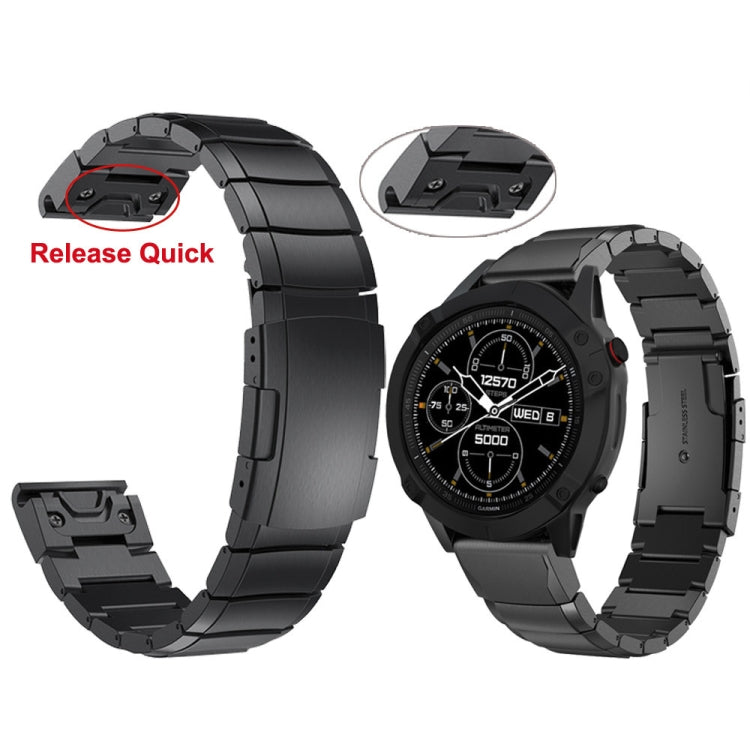 Compatible with Garmin Fenix 7 22mm Tortoise Shell Stainless Steel Watch Band(Black) - free shipping - PMC TechLife - Order now!
