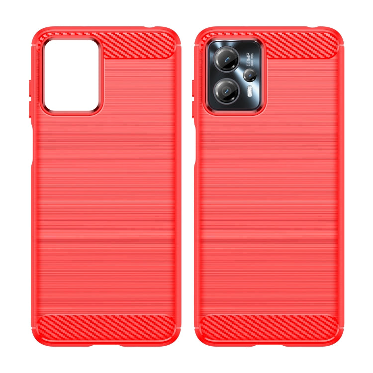 For Motorola Moto G13 Brushed Texture Carbon Fiber TPU Phone Case(Red) - Motorola Cases by PMC Jewellery | Online Shopping South Africa | PMC Jewellery