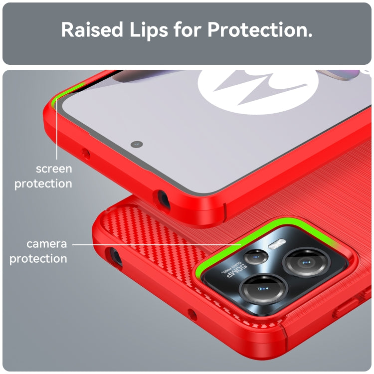 For Motorola Moto G13 Brushed Texture Carbon Fiber TPU Phone Case(Red) - free shipping - PMC TechLife - Order now!