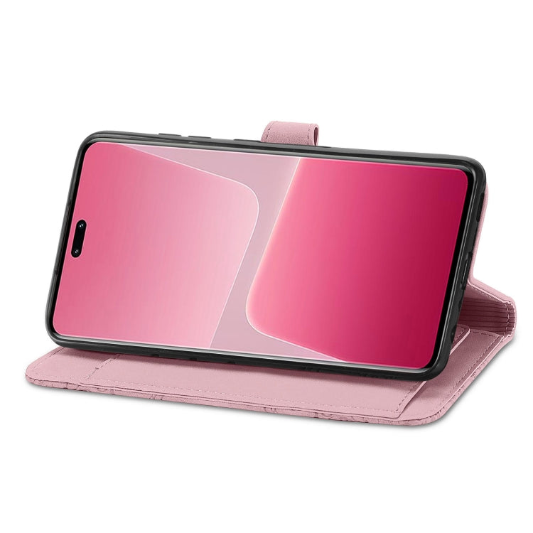 For Xiaomi 13 Lite Embossed Flower Zipper Leather Phone Case(Pink) - free shipping - PMC TechLife - Order now!