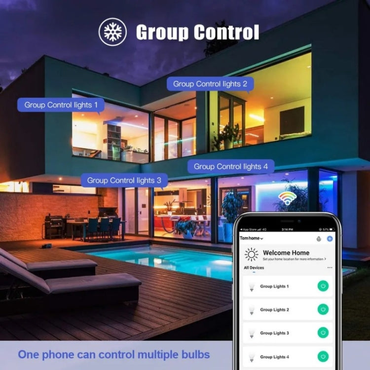 DP01 2pcs TUYA WiFi Smart Light Bulb 15W E26 E27 RGB + White + Warm White LED Bulb - LED Bulbs by PMC TechLife | Online Shopping South Africa | PMC TechLife