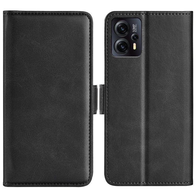 For Motorola Moto E13 Dual-side Magnetic Buckle Horizontal Flip Leather Phone Case(Black) - free shipping - PMC TechLife - Order now!