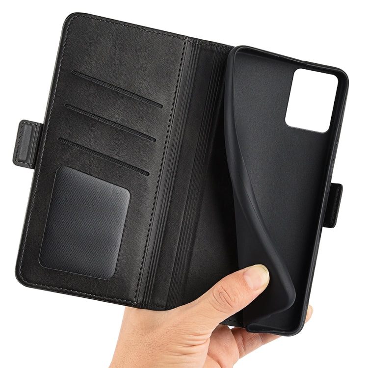 For Motorola Moto E13 Dual-side Magnetic Buckle Horizontal Flip Leather Phone Case(Black) - free shipping - PMC TechLife - Order now!