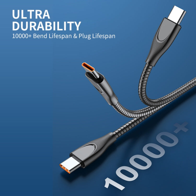 ENKAY ENK-CB129 PD 65W Type-C to Type-C Carbon Steel Hose Spring Fast Charging Data Cable, Length 1m(Silver) - free shipping - PMC TechLife - Order now!