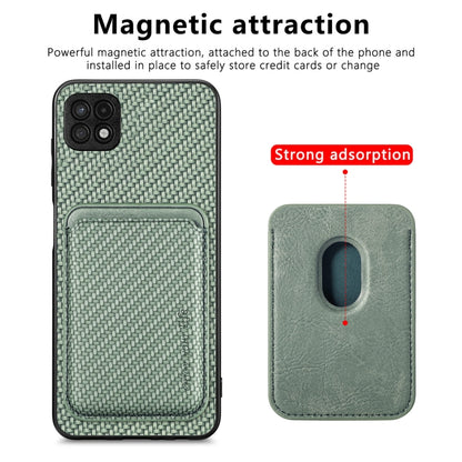 For Samsung Galaxy A22 5G Carbon Fiber Leather Card Magsafe Magnetic Phone Case(Green) - Galaxy Phone Cases by PMC Jewellery | Online Shopping South Africa | PMC Jewellery