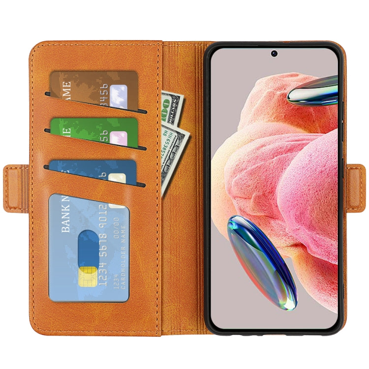 For Xiaomi Redmi Note 12 4G Global Dual-side Magnetic Buckle Horizontal Flip Leather Phone Case(Yellow) - free shipping - PMC TechLife - Order now!