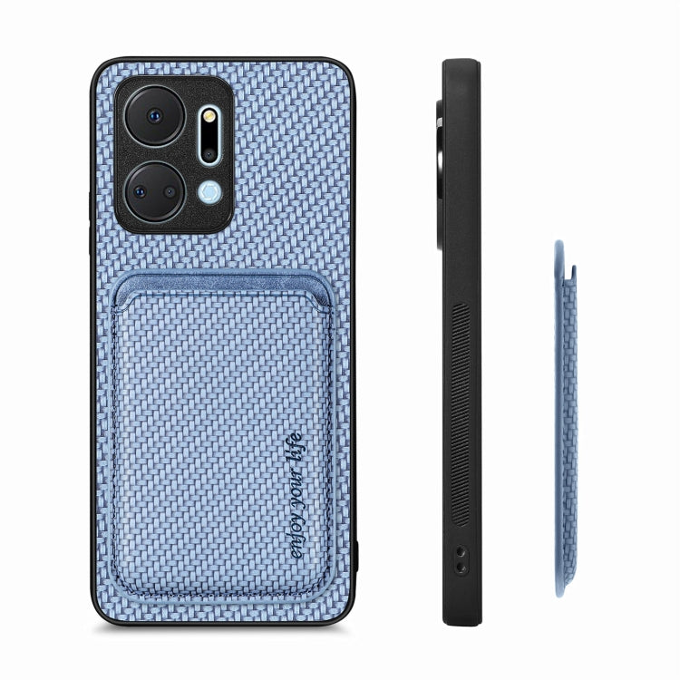 For Honor X7A Carbon Fiber Leather Card Magsafe Magnetic Phone Case(Blue) - free shipping - PMC TechLife - Order now!