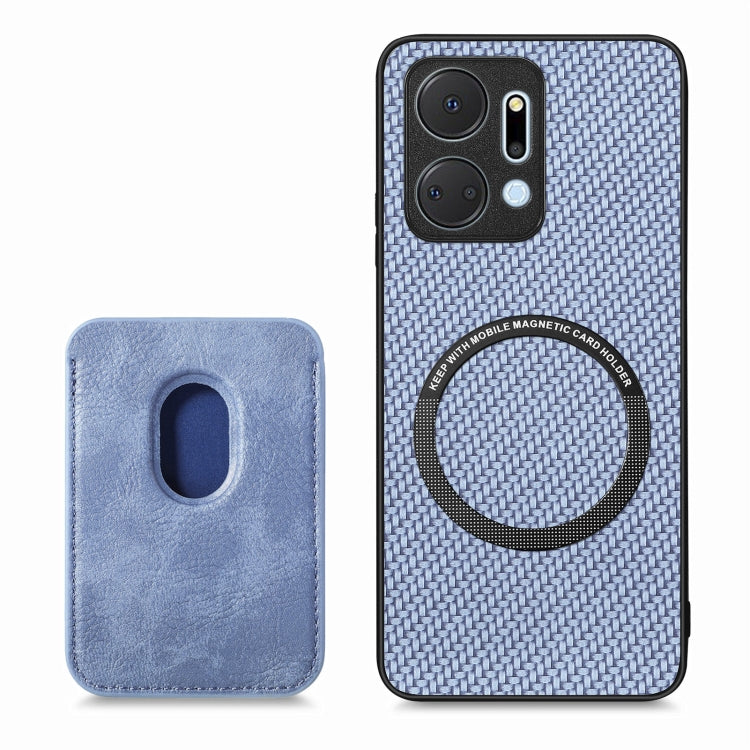 For Honor X7A Carbon Fiber Leather Card Magsafe Magnetic Phone Case(Blue) - free shipping - PMC TechLife - Order now!