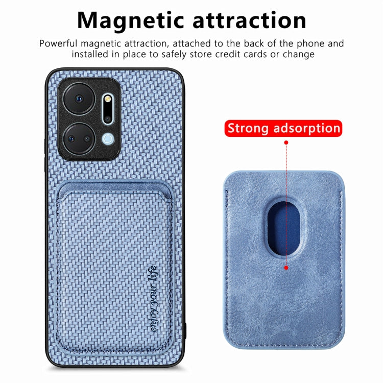 For Honor X7A Carbon Fiber Leather Card Magsafe Magnetic Phone Case(Blue) - free shipping - PMC TechLife - Order now!
