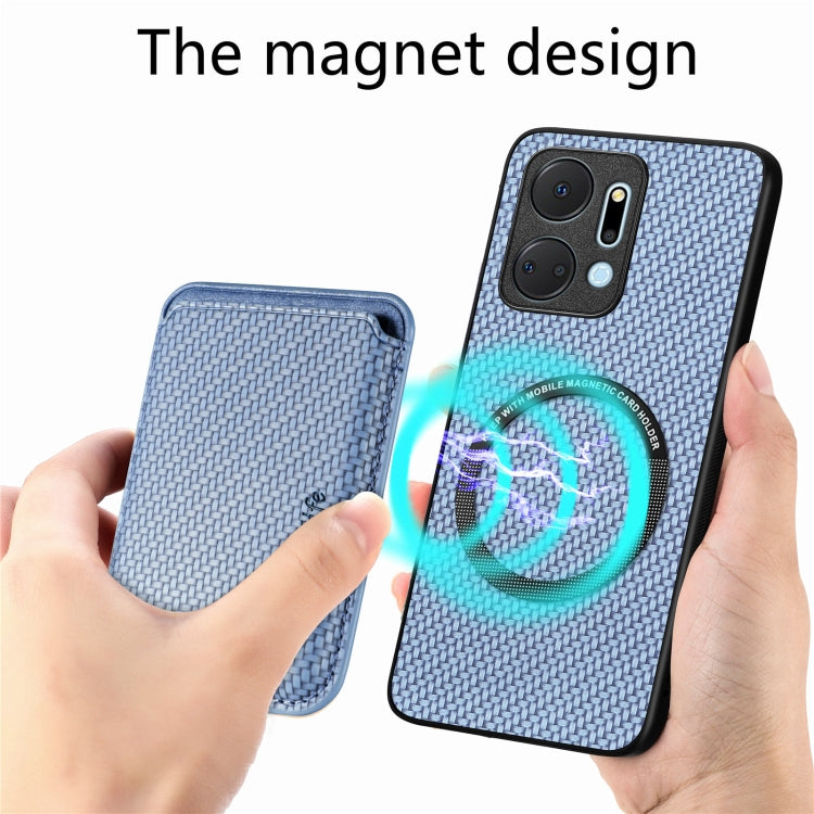 For Honor X7A Carbon Fiber Leather Card Magsafe Magnetic Phone Case(Blue) - free shipping - PMC TechLife - Order now!