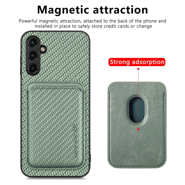 For Samsung Galaxy A34 5G Carbon Fiber Leather Card Magsafe Magnetic Phone Case(Green) - Galaxy Phone Cases by PMC Jewellery | Online Shopping South Africa | PMC Jewellery