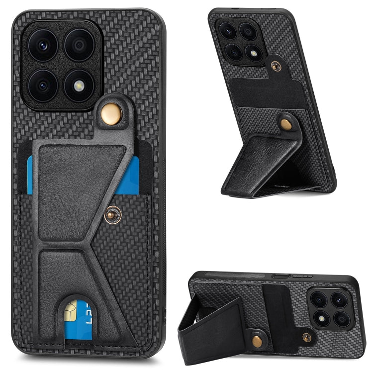 For Honor X8A Carbon Fiber Wallet Flip Card K-shaped Holder Phone Case(Black) - Honor Cases by PMC TechLife | Online Shopping South Africa | PMC TechLife | Buy Now Pay Later Mobicred