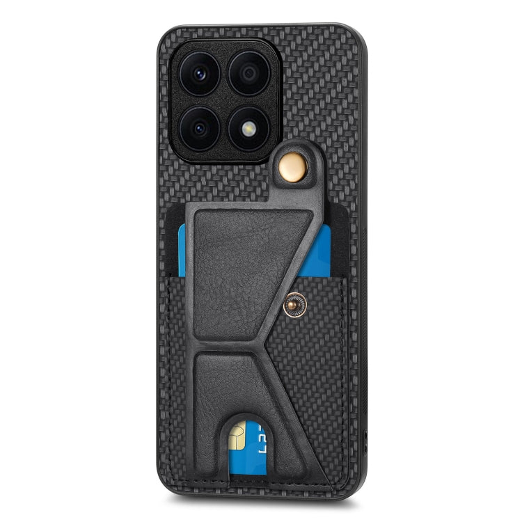 For Honor X8A Carbon Fiber Wallet Flip Card K-shaped Holder Phone Case(Black) - Honor Cases by PMC TechLife | Online Shopping South Africa | PMC TechLife | Buy Now Pay Later Mobicred