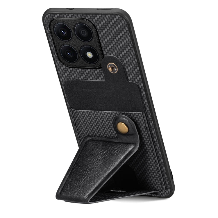 For Honor X8A Carbon Fiber Wallet Flip Card K-shaped Holder Phone Case(Black) - Honor Cases by PMC TechLife | Online Shopping South Africa | PMC TechLife | Buy Now Pay Later Mobicred
