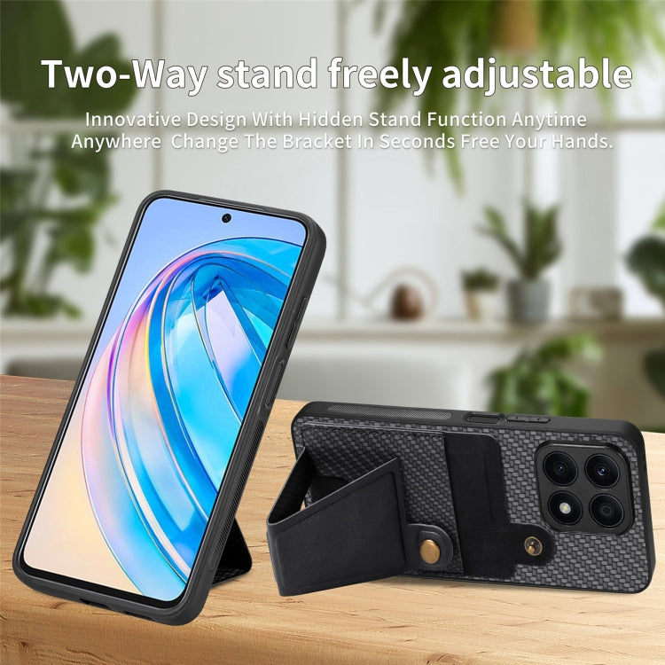 For Honor X8A Carbon Fiber Wallet Flip Card K-shaped Holder Phone Case(Black) - Honor Cases by PMC TechLife | Online Shopping South Africa | PMC TechLife | Buy Now Pay Later Mobicred