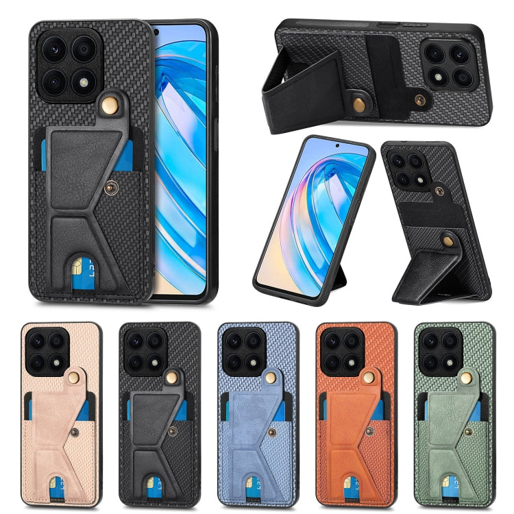 For Honor X8A Carbon Fiber Wallet Flip Card K-shaped Holder Phone Case(Black) - Honor Cases by PMC TechLife | Online Shopping South Africa | PMC TechLife | Buy Now Pay Later Mobicred