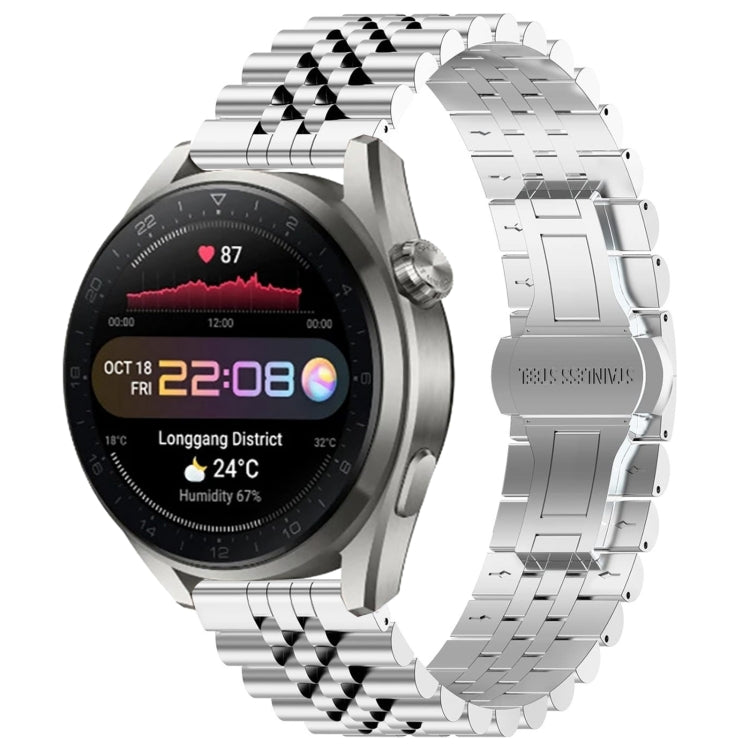 For Huawei Watch3 Pro New Five Bull Half Round Stainless Steel Watch Band + Strap Removal Tool(Silver) -  by PMC TechLife | Online Shopping South Africa | PMC TechLife
