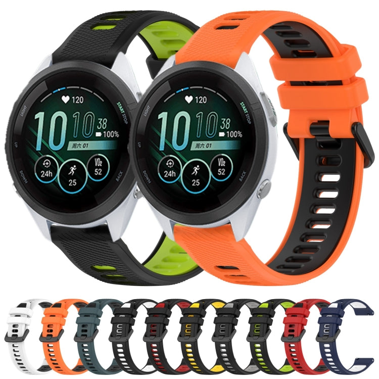 For Garmin Active S 18mm Sports Two-Color Silicone Watch Band(Black+White) - Smart Wear by PMC TechLife | Online Shopping South Africa | PMC TechLife