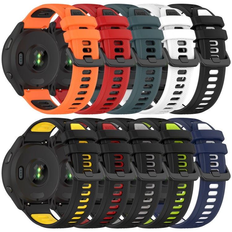 For Garmin Active S 18mm Sports Two-Color Silicone Watch Band(White+Black) - Smart Wear by PMC TechLife | Online Shopping South Africa | PMC TechLife