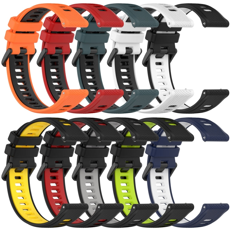 For Garmin Forerunner 255S Music 18mm Sports Two-Color Silicone Watch Band(White+Black) - Smart Wear by PMC Jewellery | Online Shopping South Africa | PMC Jewellery