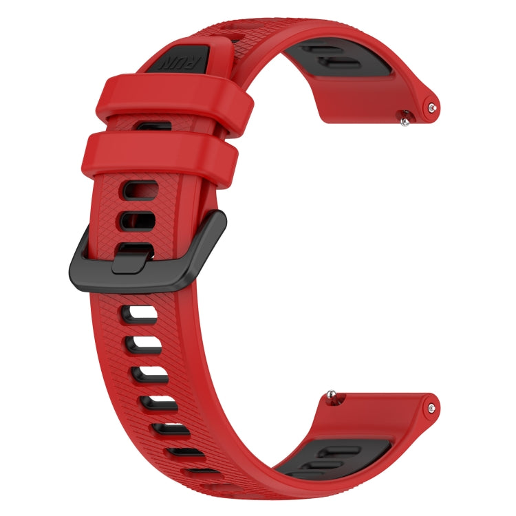 For Garmin Forerunner 265S Music 18mm Sports Two-Color Silicone Watch Band(Red+Black) - Smart Wear by PMC Jewellery | Online Shopping South Africa | PMC Jewellery