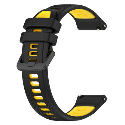 For Garmin Venu 2S 18mm Sports Two-Color Silicone Watch Band(Black+Yellow) - Smart Wear by PMC Jewellery | Online Shopping South Africa | PMC Jewellery
