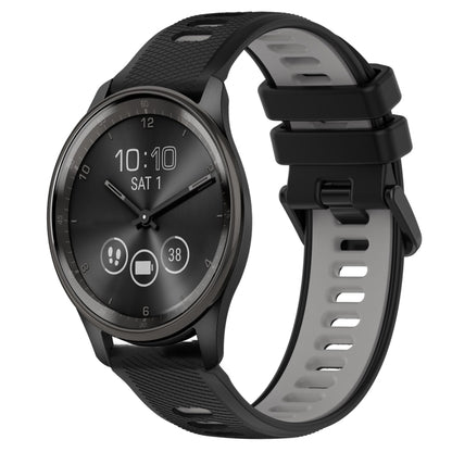 For Garmin Vivomove Trend 20mm Sports Two-Color Silicone Watch Band(Black+Grey) -  by PMC Jewellery | Online Shopping South Africa | PMC Jewellery