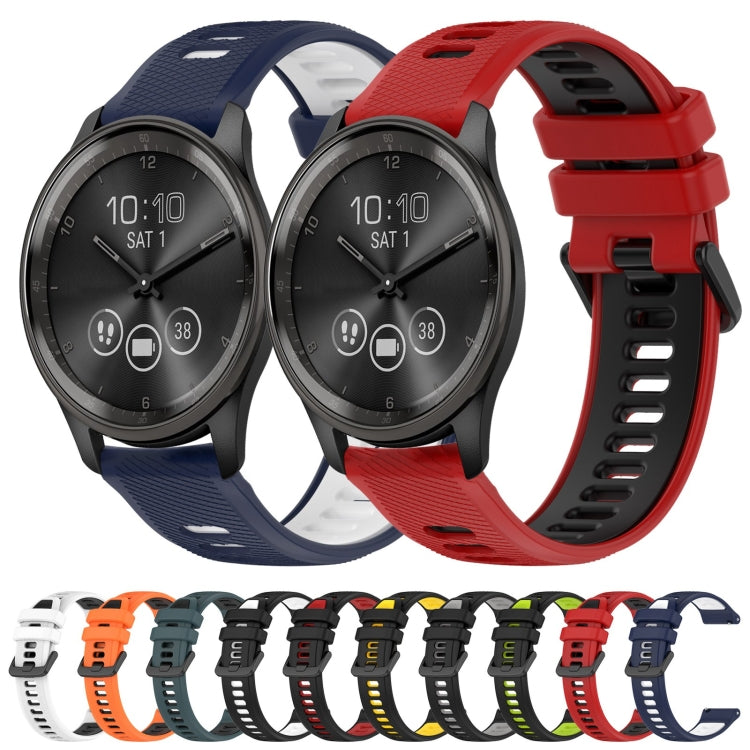 For Garmin Vivomove Sport 20mm Sports Two-Color Silicone Watch Band(Black+White) - Smart Wear by PMC Jewellery | Online Shopping South Africa | PMC Jewellery