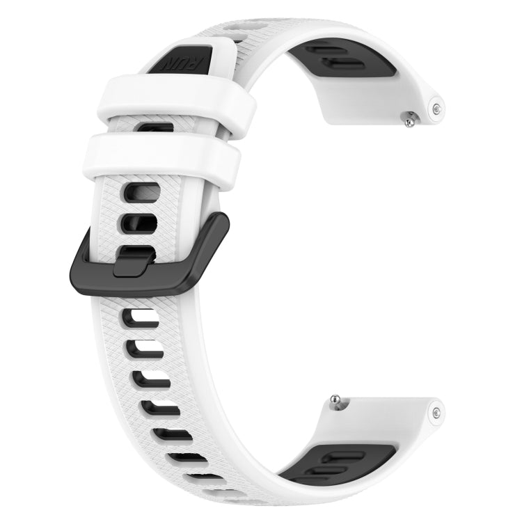 For Garmin Forerunner 158 20mm Sports Two-Color Silicone Watch Band(White+Black) - Smart Wear by PMC Jewellery | Online Shopping South Africa | PMC Jewellery