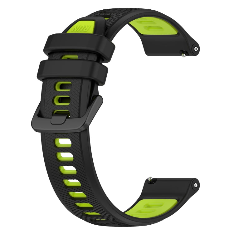 For Garmin Forerunner 158 20mm Sports Two-Color Silicone Watch Band(Black+Green) - Smart Wear by PMC Jewellery | Online Shopping South Africa | PMC Jewellery