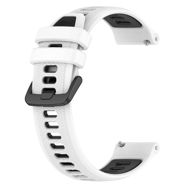 For Garmin Forerunner 55 20mm Sports Two-Color Silicone Watch Band(White+Black) - Smart Wear by PMC TechLife | Online Shopping South Africa | PMC TechLife