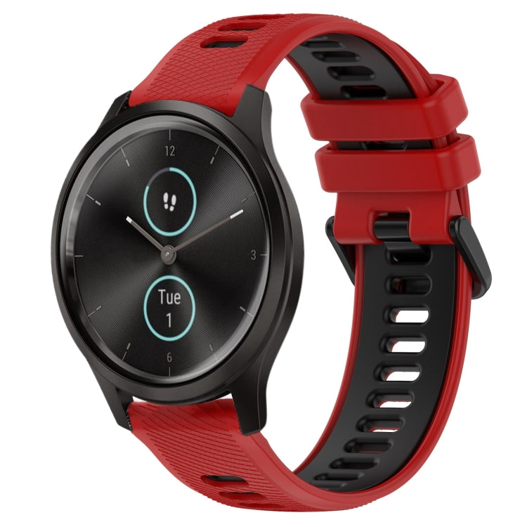 For Garmin VivoMove Style 20mm Sports Two-Color Silicone Watch Band(Red+Black) - Smart Wear by PMC Jewellery | Online Shopping South Africa | PMC Jewellery