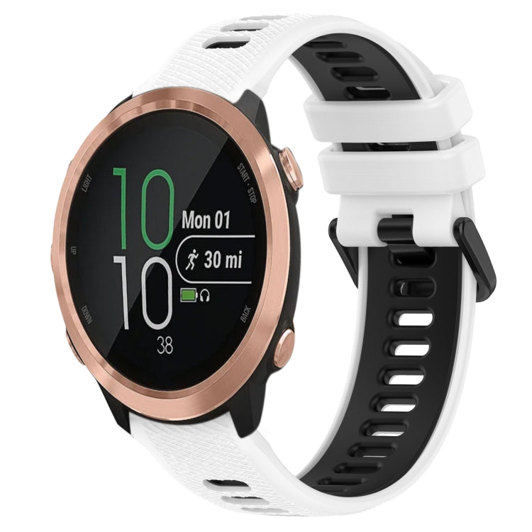 For Garmin Forerunner 645 20mm Sports Two-Color Silicone Watch Band(White+Black) - Smart Wear by PMC TechLife | Online Shopping South Africa | PMC TechLife