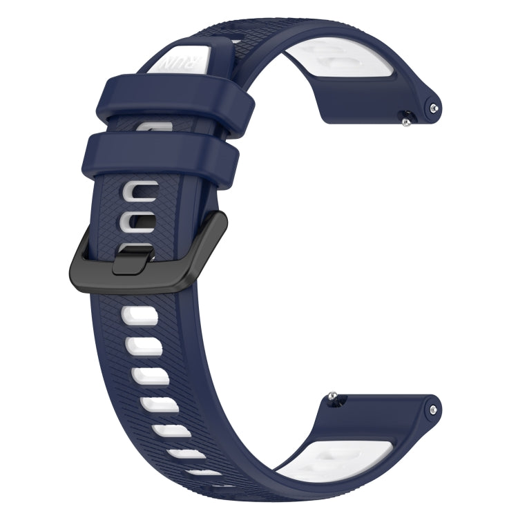 For Garmin Forerunner Sq2 20mm Sports Two-Color Silicone Watch Band(Midnight Blue+White) - Smart Wear by PMC TechLife | Online Shopping South Africa | PMC TechLife